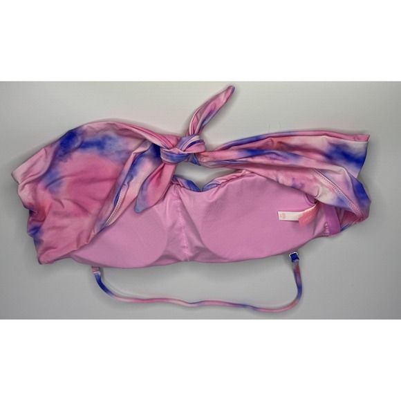 Victorias Secret Bikini Set Pink Tie Dye Tube Top Padded Strap Size Medium - Picture 9 of 11